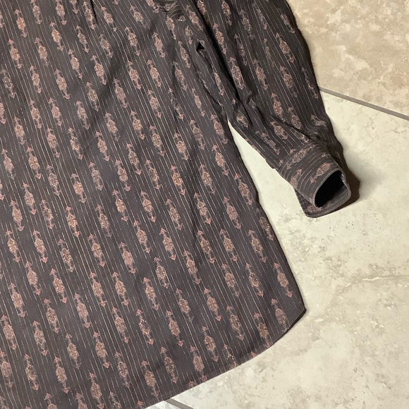 🍒 SHIRT BUTTON DOWN MEN LEAF LONG SLEEVE BROWN LEAVES TREND STYLE CASUAL CHIC - Picture 7 of 9